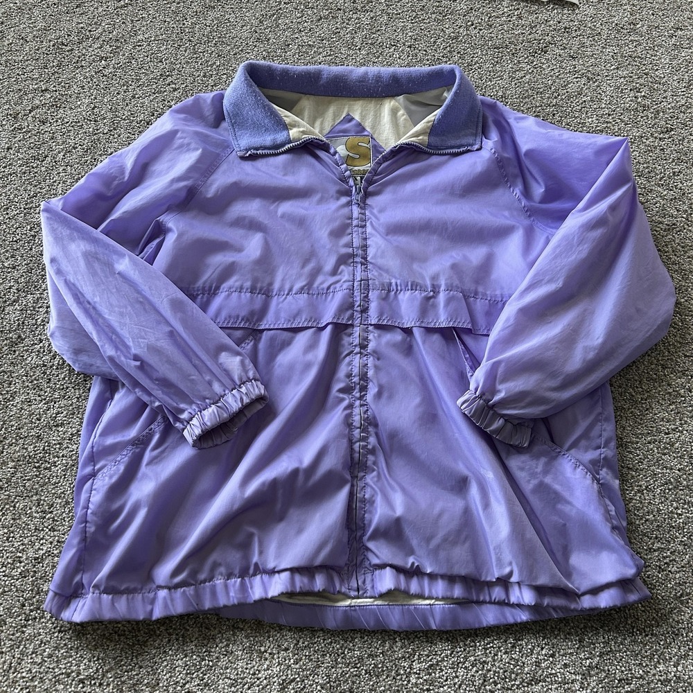 Current Seen Jacket Womens 1X Purple Nylon Windbreaker Full Zip Lined Pockets